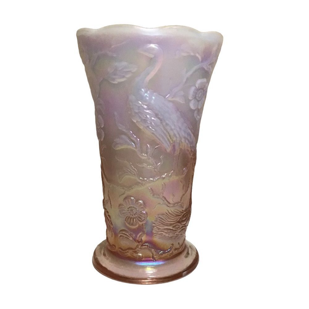 Fenton Peacock Pink Iridescent Carnival Vase‎